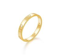 Aotiwe Anillo de aniversario, juego de anillos vintage para mujer, delicado con forma redonda, moissanita, oro amarillo, P 1/2, Oro amarillo de 14 quilates, Moissanita