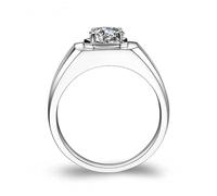 Aotiwe Anillo de boda para hombre, anillos de boda para hombre con diamante de oro blanco y Pt950, regalo para mujer, Z 1/2, Oro blanco de 9 quilates, Diamante