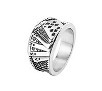 Aotiwe - Anillo de compromiso, anillo gótico para hombre para jugar a las cartas de acero inoxidable, regalos de cumpleaños para hombre, 64, Acero inoxidable, Ninguna piedra preciosa