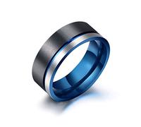 Aotiwe Anillo de compromiso gótico, anillo tricolor cepillado para hombre, 8 mm de ancho, acero inoxidable, accesorios para hombre, Z 1/2, Acero inoxidable, Sin piedra preciosa