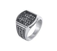 Aotiwe Anillo de compromiso para hombre de acero inoxidable, anillo para hombre, plata geométrica, regalo para padres, 65 (20.7), Acero inoxidable, Zirconia cúbica