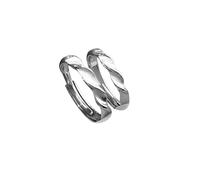 Aotiwe Anillo de compromiso para mujer 925, anillos de plata ondulada, par ajustable, regalo para futuro papá
