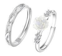 Aotiwe Anillo de compromiso para mujer de plata 925, anillos de plata fina, ramas de flores, ajustable, regalo para padres, Einstellbar, Plata 925, Circonia cúbica