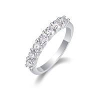 Aotiwe Anillo de compromiso único, anillo de boda para novia, anillo de 3 mm de ancho con moissanita redonda de 0,7 quilates, plata, oro blanco y platino, T 1/2, Oro blanco de 14 quilates, Moissanita