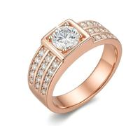Aotiwe Anillo de compromiso único, anillos apilables para mujer, anillo de sello con moissanita de oro blanco, L 1/2, Oro rosa de 14 quilates, Moissanita