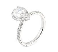Aotiwe Anillo de dedo índice, anillo vintage con moissanita en forma de gota, 1 ct, 9 K, oro blanco, regalo para novia, 57 (18.1), Oro blanco de 18 quilates, Moissanita