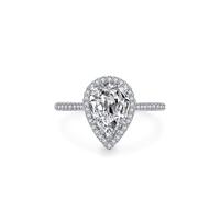 Aotiwe Anillo de eternidad de circonita cúbica, anillo para mujer, de plata de ley con forma de gota con circonita cúbica blanca, T 1/2, Plata de ley, Circonia cúbica