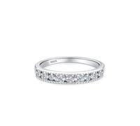 Aotiwe Anillo de eternidad de plata de ley con circonita cúbica blanca, estilo elegante, con circonita cúbica blanca, P 1/2, Plata de ley, Circonia cúbica