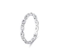 Aotiwe Anillo de eternidad para mujer, anillo de nudillos de plata hueca con circonita de plata de ley, R 1/2, Plata de ley, Circonia cúbica