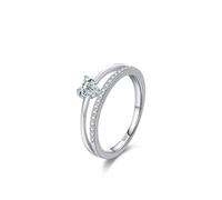 Aotiwe Anillo de moda, anillos de compromiso de plata de ley con líneas de doble capa con circonita de amor, N 1/2, Plata de ley, Circonia cúbica