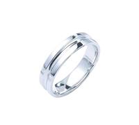 Aotiwe Anillo de plata a juego para madre para mujer, anillo de compromiso con diamante de 0,02 quilates y banda lisa para hombre Pt950 y oro blanco de 9 K, 14 y 18 quilates, R 1/2, Pt950, No es una