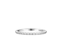 Aotiwe Anillo de plata para mujer, anillo de boda de eternidad con forma redonda, circonita cúbica blanca, plata de ley, N 1/2, Plata de ley, Circonia cúbica