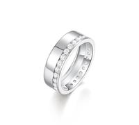 Aotiwe Anillo de promesa delicado, bonito anillo redondo de oro blanco con moissanita, regalos únicos para amigas y mujeres, H 1/2, Oro blanco de 9 quilates, Moissanita