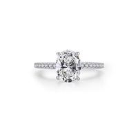 Aotiwe Anillo Pinky de plata, anillos punk para mujer, eternidad con solitario ovalado de cuatro puntas de plata de ley, P 1/2, Plata de ley, Circonia cúbica