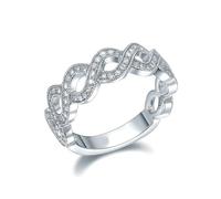 Aotiwe Anillos apilables para mujer, anillo de novia infinito con diamantes de oro blanco, regalos únicos para mujer, J 1/2, Platino 950, Diamante