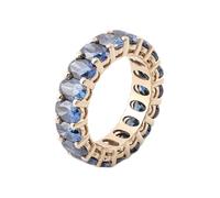 Aotiwe Anillos apilables para mujer, kit de anillos de boda Eternity de 4 x 6 mm, ovalados con moissanita, oro amarillo, Q 1/2, Oro amarillo de 14 quilates, Moissanita