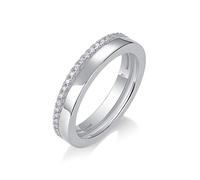 Aotiwe Anillos bohemios para mujer, anillo de boda con fila lateral de moissanita, plata, oro blanco y platino, O 1/2, Platino, Moissanita
