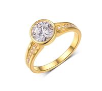 Aotiwe Anillos bohemios para mujer, banda de moissanita vintage redonda con joyería de moissanita para mujer, L 1/2, Oro amarillo de 14 quilates, Moissanita