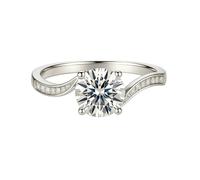 Aotiwe Anillos de amor para mujer, anillo de promesa para ella, banda trenzada con moissanita, oro blanco, joyería bohemia para mujer, H 1/2, Oro blanco de 9 quilates, Moissanita