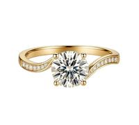 Aotiwe Anillos de amor para mujer, anillo de promesa para ella, banda trenzada con moissanita, oro blanco, joyería bohemia para mujer, H 1/2, Oro amarillo de 18 quilates, Moissanita