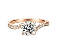 Aotiwe Anillos de amor para mujer, anillo de promesa para ella, banda trenzada con moissanita, oro blanco, joyería bohemia para mujer, V 1/2, Oro rosa de 14 quilates, Moissanita