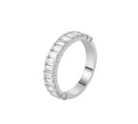 Aotiwe Anillos de amor para mujer, anillos apilables para mujer, elegantes con forma de esmeralda, moissanita, oro blanco, H 1/2, Oro blanco de 9 quilates, Moissanita