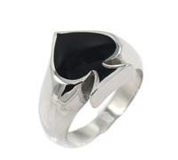 Aotiwe Anillos de boda vintage, anillos para hombre, de póquer, de Picas, de acero inoxidable, regalo de cumpleaños, 62 (19.7), Acero inoxidable, Sin piedra preciosa