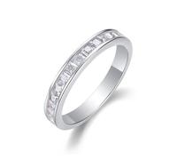 Aotiwe Anillos de compromiso para mujer, anillos medios para mujer, anillo de eternidad con moissanita cuadrada de 2 mm, plata de 0,208 quilates, oro blanco y platino, J 1/2, Oro blanco de 9 quilates