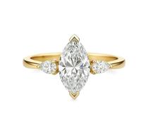 Aotiwe Anillos de compromiso para mujer, anillos vintage unisex de 3 piedras con moissanita, oro blanco, regalos únicos para amigas y mujeres, H 1/2, Oro amarillo de 9 quilates, Moissanita