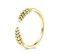 Aotiwe Anillos de compromiso simples, anillo de amistad y amor, anillo abierto de hoja vintage, ajustable, oro amarillo, L 1/2, Oro amarillo de 14 quilates, No es una piedra preciosa