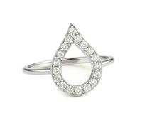 Aotiwe Anillos de dedo medio, anillos de declaración de gota de agua con diamantes de oro blanco, regalos para mujer, J 1/2, Oro blanco de 18 quilates, Diamante