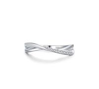 Aotiwe Anillos de dedo medio para mujer, plata de ley, anillo de precompromiso, líneas cruzadas de plata con circonita cúbica blanca de forma redonda, J 1/2, Plata de ley, Circonia cúbica