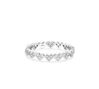 Aotiwe Anillos de eternidad de circonita cúbica para mujer, anillo vintage de plata de ley con forma redonda de circonita cúbica blanca, N 1/2, Plata de ley, Circonia cúbica