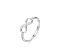 Aotiwe Anillos de eternidad de circonita cúbica para mujer, juego de anillos de compromiso de plata de ley con forma infinita con circonita cúbica blanca, L 1/2, Plata de ley, Circonia cúbica