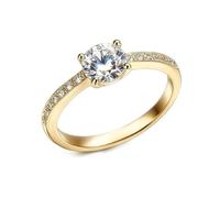 Aotiwe Anillos de joyería para mujer, anillos de joyería para mujer con moissanita redonda, oro blanco, regalos únicos para amigas y mujeres, H 1/2, Oro amarillo de 9 quilates, Moissanita