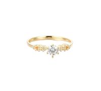 Aotiwe Anillos de joyería para mujer, anillos para mí de 6 puntas redondas con moissanita de 0,5 quilates de oro amarillo, K 1/2, Oro amarillo de 14 quilates, Moissanita