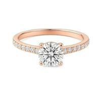 Aotiwe Anillos de joyería vintage, anillos apilables para mujer, 4 puntas con moissanita, oro blanco, regalos únicos para amigas y mujeres, H 1/2, Oro rosa de 9 quilates, Moissanita