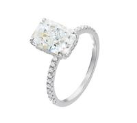 Aotiwe Anillos de joyería vintage, anillos de moda rectangulares con moissanita, regalos de cumpleaños para mujer, M 1/2, Oro blanco de 14 quilates, Moissanita