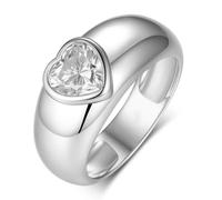 Aotiwe Anillos de moissanita para mujer, alianza de boda, anillo vintage con corazón de moissanita, regalos únicos para amigas y mujeres, H 1/2, Oro blanco de 9 quilates, Moissanita