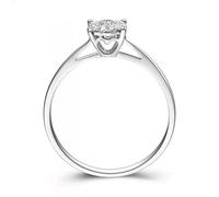 Aotiwe Anillos de plata, anillos de boda para mujer con diamante de 0,16 quilates Pt950 y oro blanco de 9 quilates, 14 quilates y 18 quilates, N 1/2, Pt950, Diamante