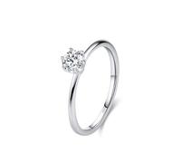 Aotiwe Anillos de plata para mujer, anillos de eternidad simples de seis puntas solitario de plata de ley, J 1/2, Plata de ley, Circonia cúbica