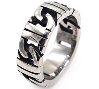 Aotiwe Anillos gruesos, anillos de boda geniales para hombre, anillo de cadena de plata, acero inoxidable, joyería de disfraz para hombre, Z 1/2, Acero inoxidable, Sin piedra preciosa