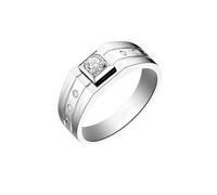 Aotiwe Anillos Joyería para Hombre, Anillo de Compromiso para Hombre con Diamante Oro Blanco y Pt950, Z 1/2, Oro blanco de 18 quilates, Diamante