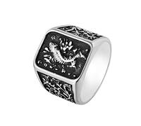 Aotiwe Anillos occidentales, anillos de boda masculinos con peces dorados, joyas de acero inoxidable para hombre, Z 1/2, Acero inoxidable, Sin piedra preciosa