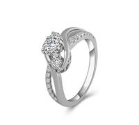 Aotiwe Anillos para ella, anillos apilados infinito con moissanita, plata de ley, regalos únicos para amigas y mujeres, H 1/2, Oro blanco de 9 quilates, Moissanita