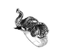 Aotiwe Anillos para hombre, anillos punk vintage estéreo de elefante, acero inoxidable, joyería de aniversario para hombre, Z 1/2, Acero inoxidable, Sin piedra preciosa