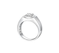Aotiwe Anillos para hombre punk, anillo de compromiso solitario redondo con moissanita oro blanco conjuntos de joyas para mujer, Z 1/2, Oro blanco de 9 quilates, Moissanita