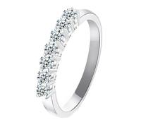 Aotiwe Anillos para mujer, nudillos, anillo de boda bohemio redondo con moissanita, oro blanco, regalos únicos para amigas y mujeres, H 1/2, Oro blanco de 9 quilates, Moissanita