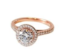 Aotiwe Anillos vintage, anillo de promesa para mí mismo, redondo con moissanita, oro blanco, regalos únicos para amigas y mujeres, K 1/2, Oro rosa de 14 quilates, Moissanita