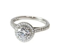 Aotiwe Anillos vintage, anillo de promesa para mí mismo, redondo con moissanita, oro blanco, regalos únicos para amigas y mujeres, I 1/2, Oro blanco de 9 quilates, Moissanita